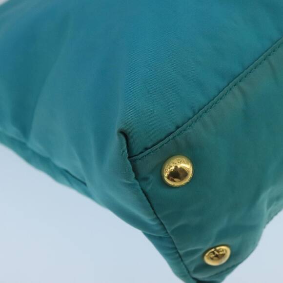 PRADA Tote Bag Nylon Turquoise Blue Gold - Picture 16 of 16